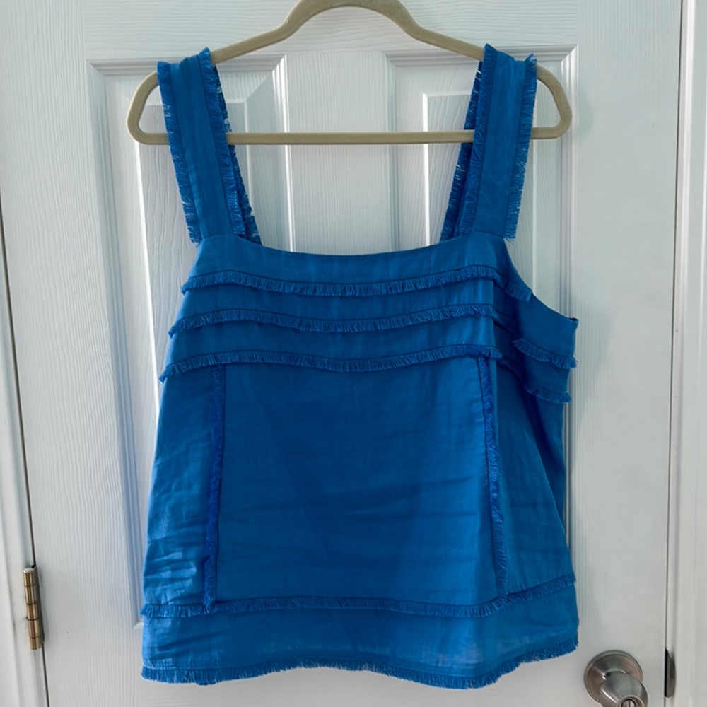 J. Crew Linen Fringe Trim Tank Top Size 16